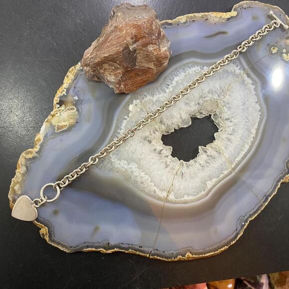 Sterling Silver Heart Charm Toggle Clasp Fashion Link Bracelet For Women - Picture 4 of 9